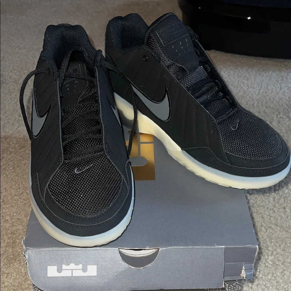 Nike Black Athletic Shoes with Cream Accents